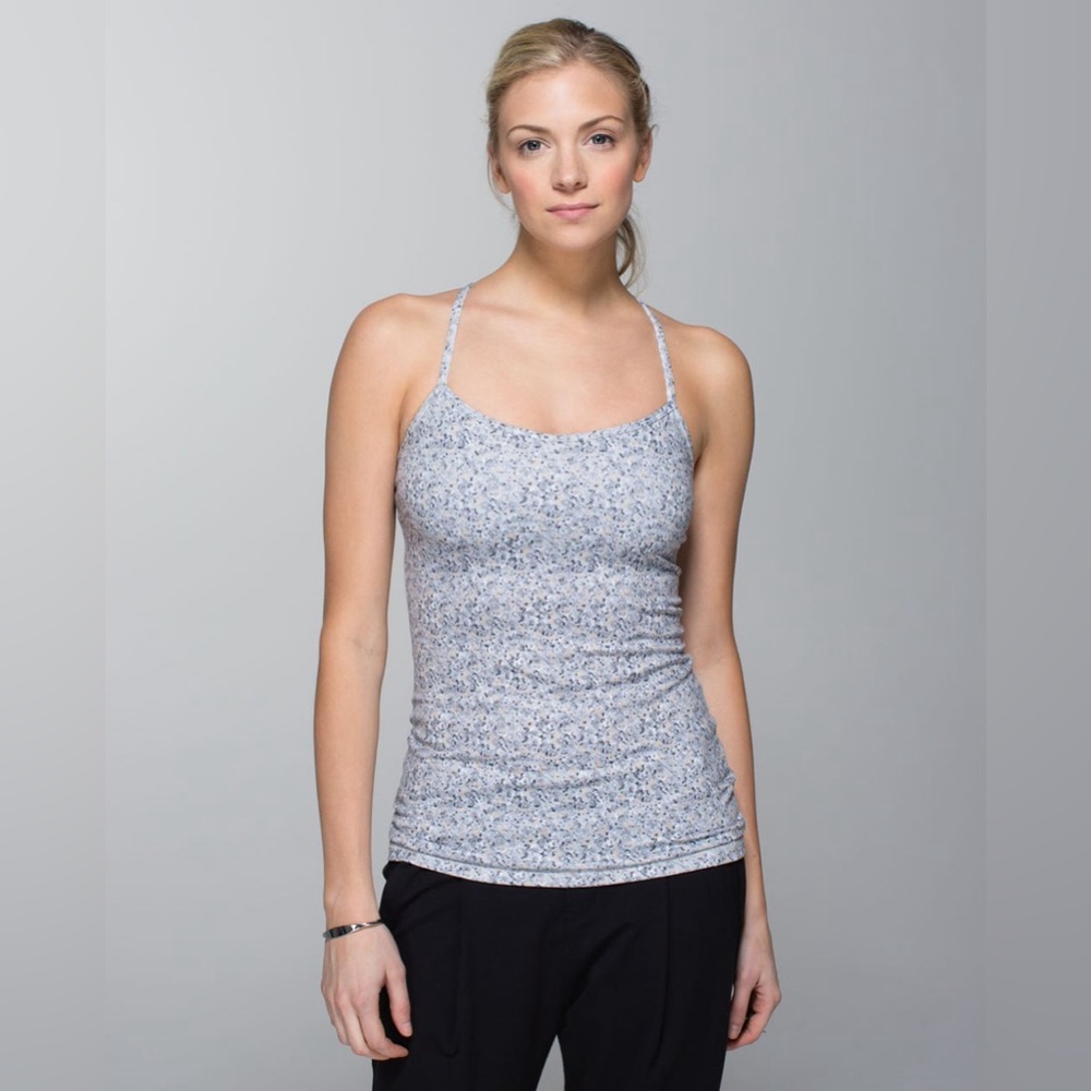 lululemon power y tank (luon) in ‘petite fleur silver spoon” size 4